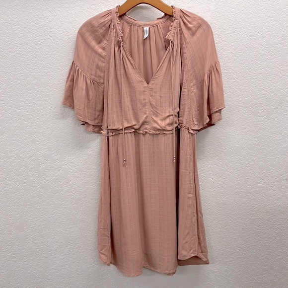 Gentle Fawn Ruffle Sleeve Peasant Mini Dress S in Clay - Picture 1 of 7